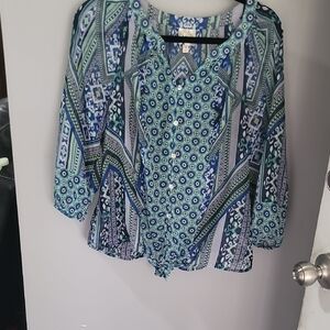 Women's Blue Patterned Top